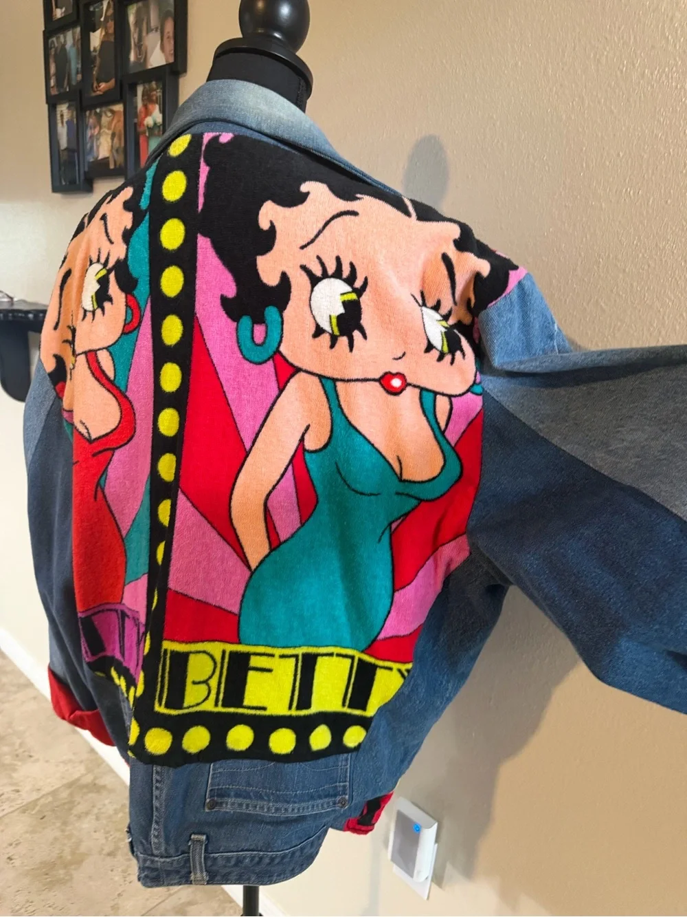 Bold Betty Boop Denim Jacket with Teal & Pink Graphic